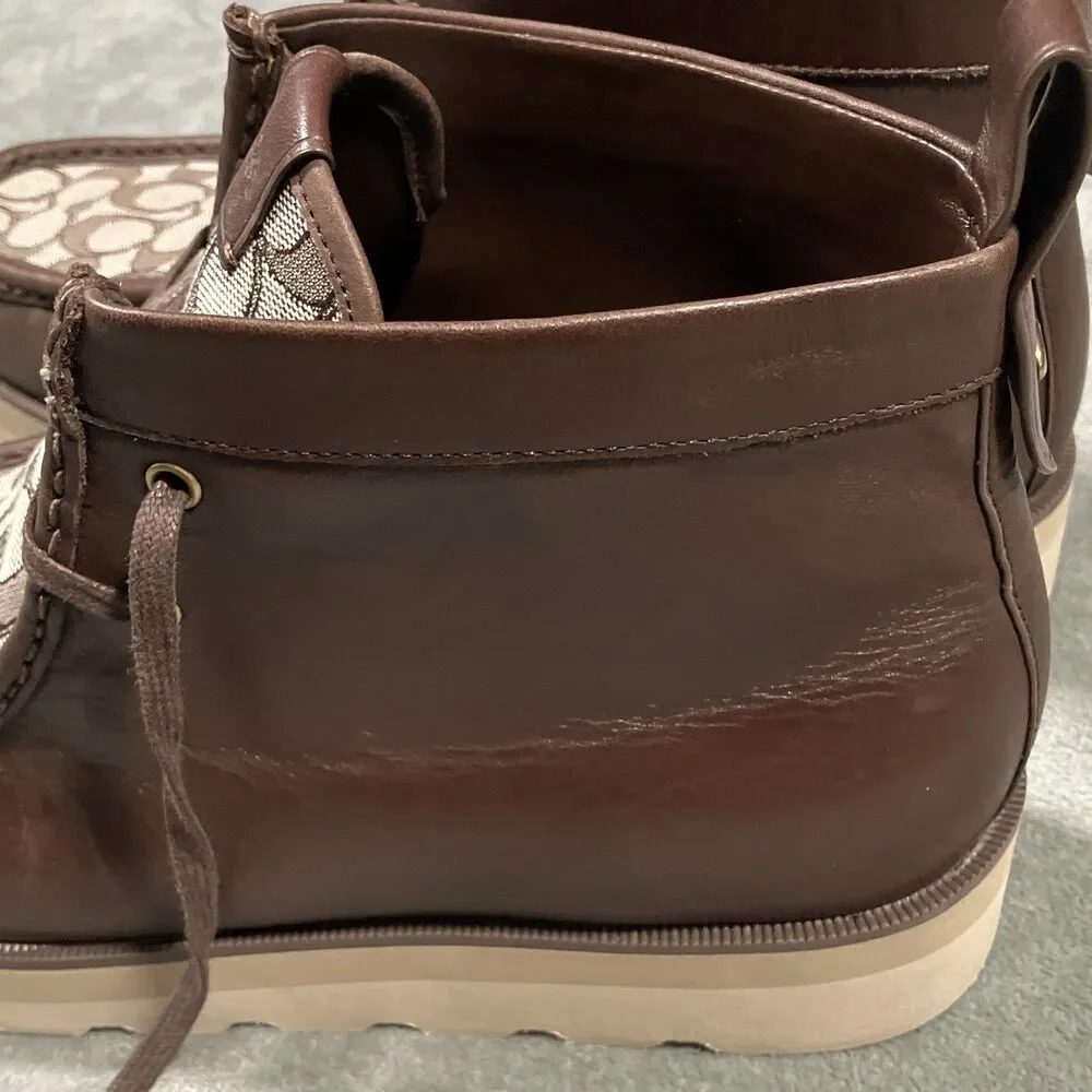 Coach Men's Size 13D Shoes Coach Signature Logo Jacquard Lace-up Boot. New